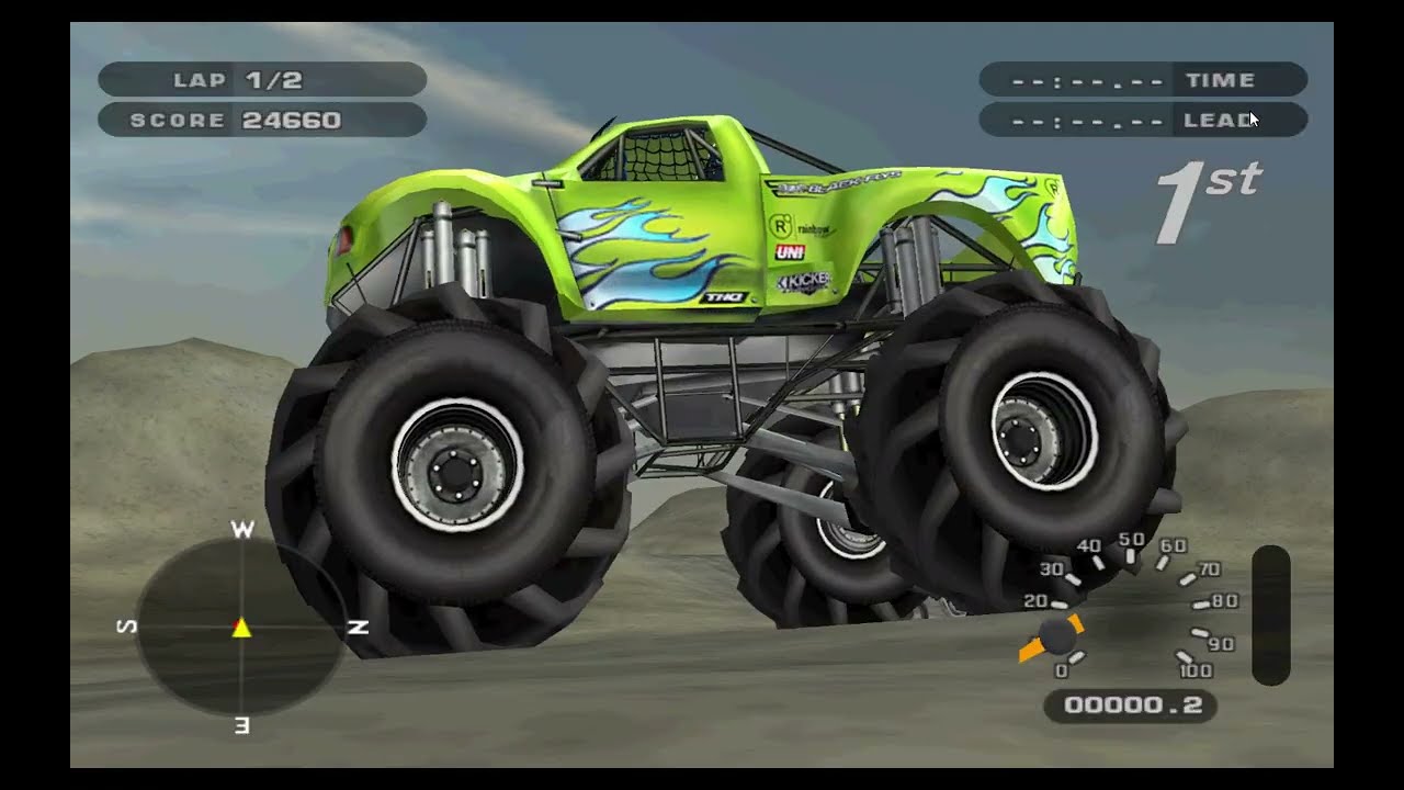 Correndo contra o monster truck no MX Unleashed