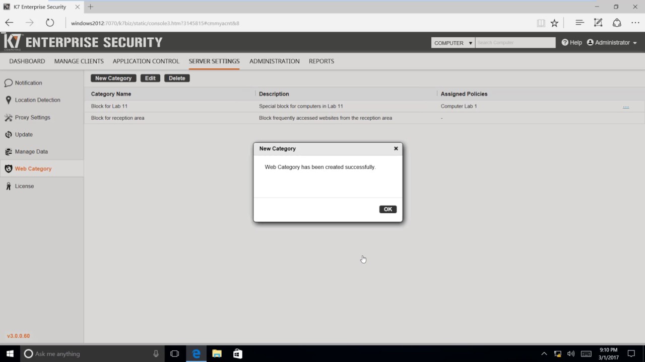 Adding a New Web Filter Category