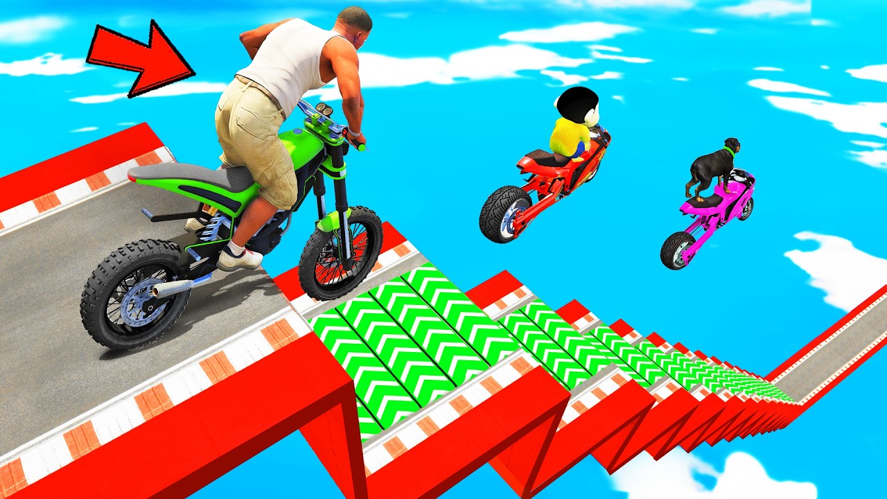 SHINCHAN AND FRANKLIN TRIED THE IMPOSSIBLE GIANT SPEED BOOSTER STAIR PARKOUR CHALLENGE GTA 5