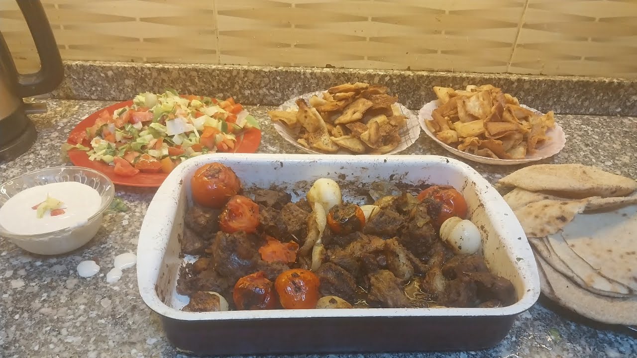 لحمه مشويه احلي من المطعم من غير فرن ولا شويه وكنافه بالقشطة 