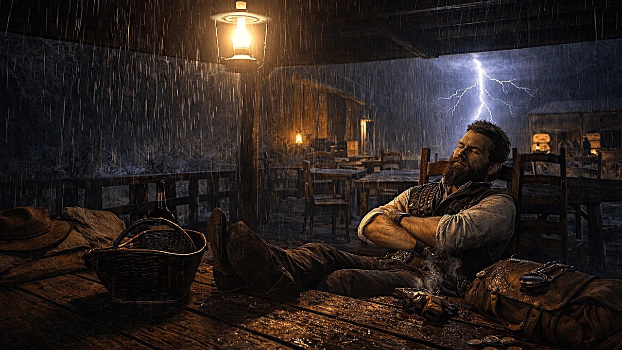 A Lone Cowboy Sheltering From a Cozy Thunderstorm | Wild West Rain | RDR2 Rain ASMR