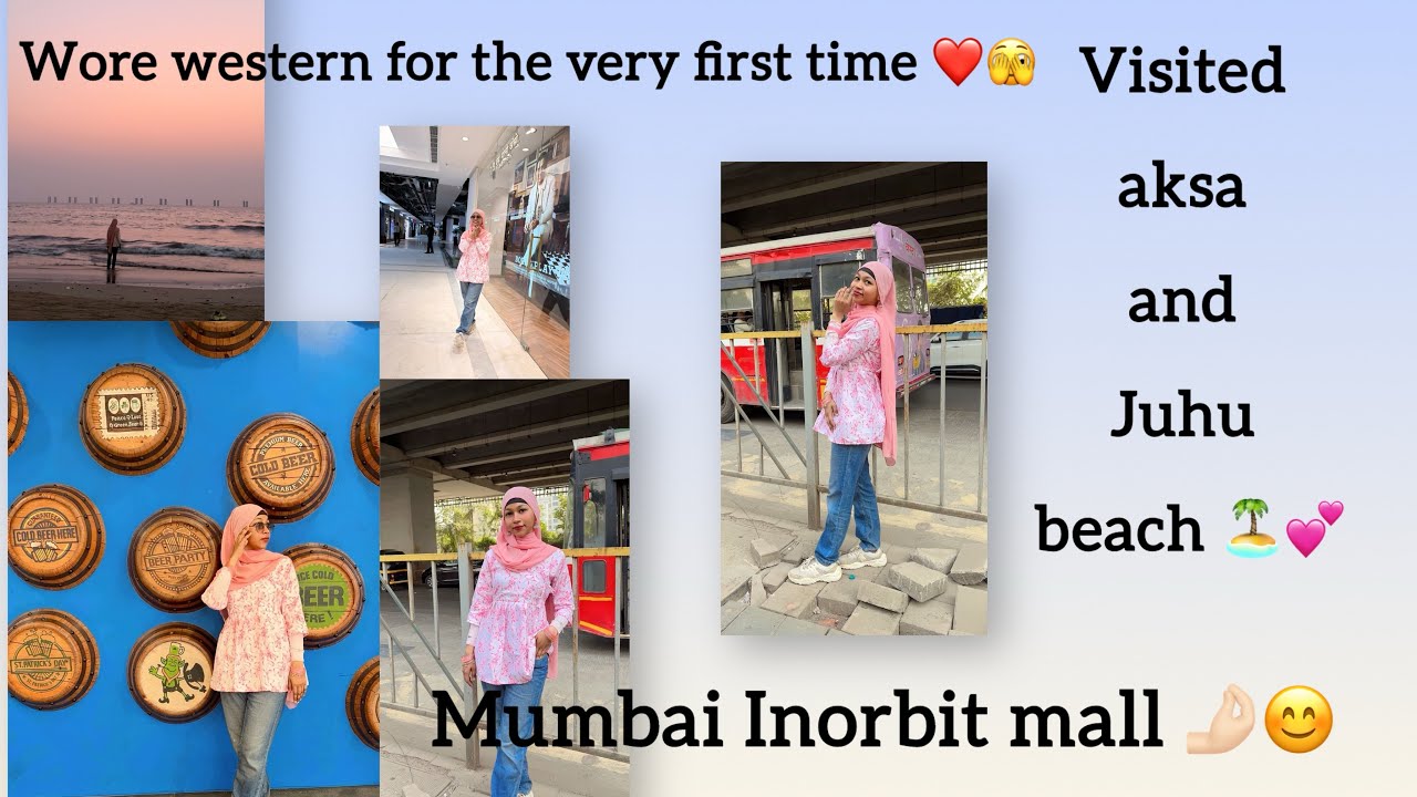 Visited aksa and Juhu beach 🏝️ || Mumbai Inorbit mall || wore western dress ❤️