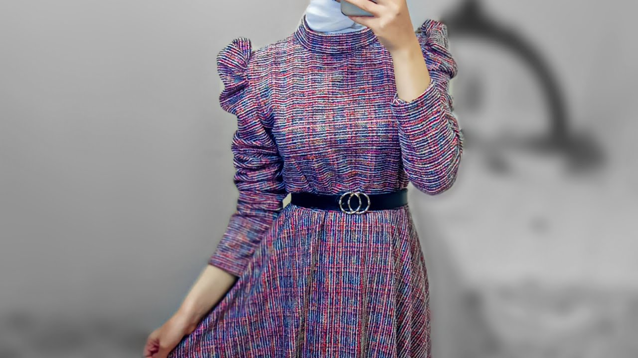 تفصيل فستان كلوش والكم منفوخ من الكتف بطريقة سهله جدا      #تعليم_التفصيل #تعليم_التفصيل_للمبتدئين