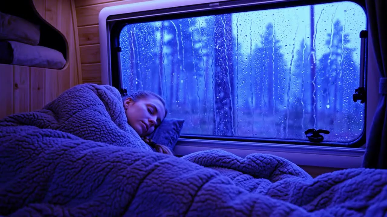 Cozy Van Night Wrapped in Heavy Rain & Thunderstorm for Emotional Deep Sleep Relief