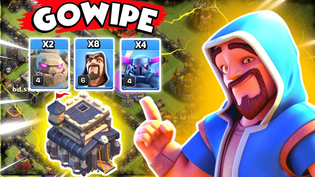 Стратегия атаки GoWiPe для TH9 в 2026 году | Лучшая стратегия атаки на 3 звезды для TH9 (Clash of...