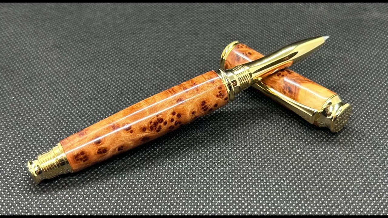 Thuya burl 24k gold pen- Woodturning, pen making