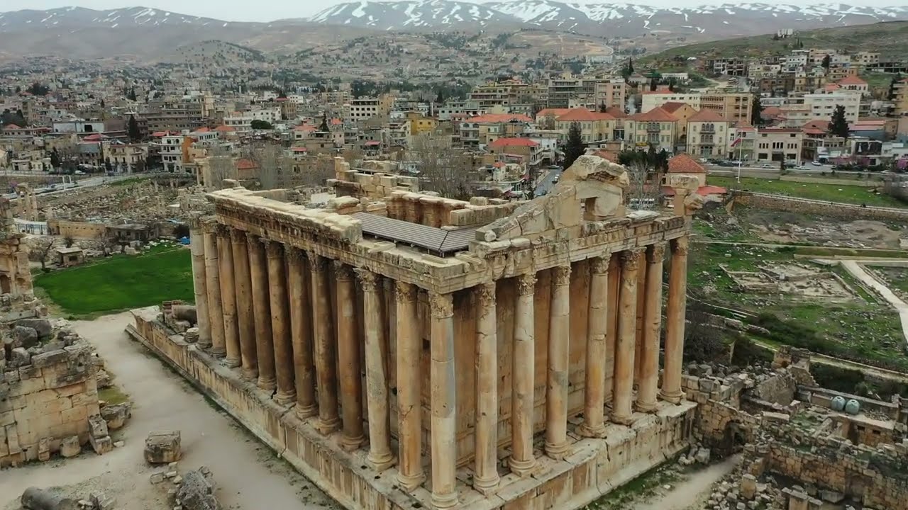 The Temple of Bacchus; Baalbeck As Seen from Above By Drone
