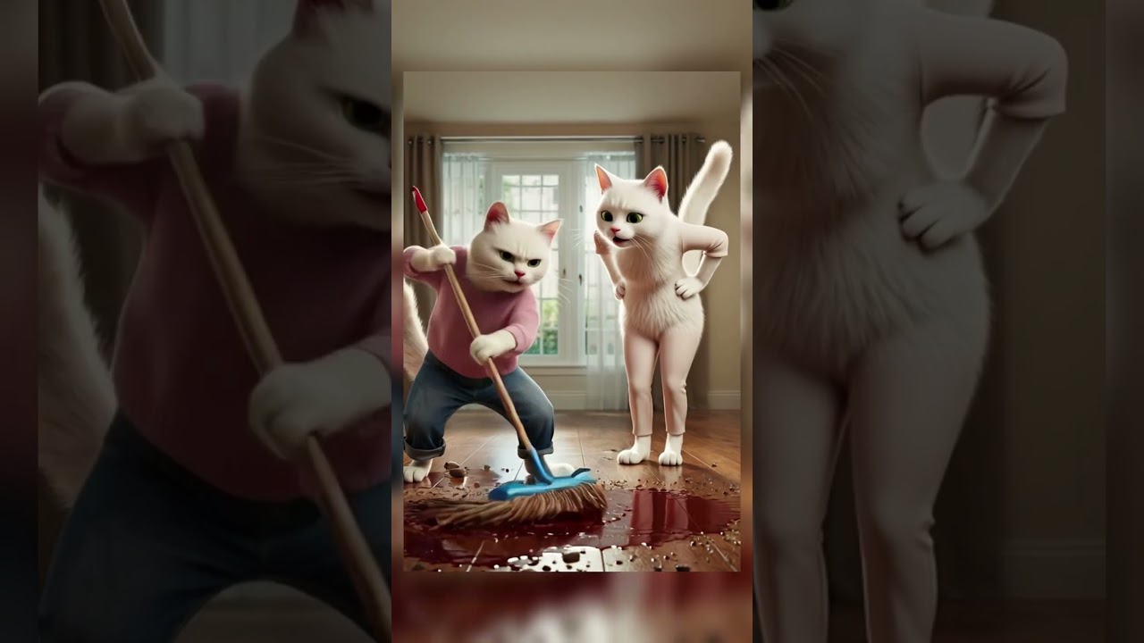 Talking Cats Clean the House 😹 | Small Accident, Big Disaster #cat #catshorts