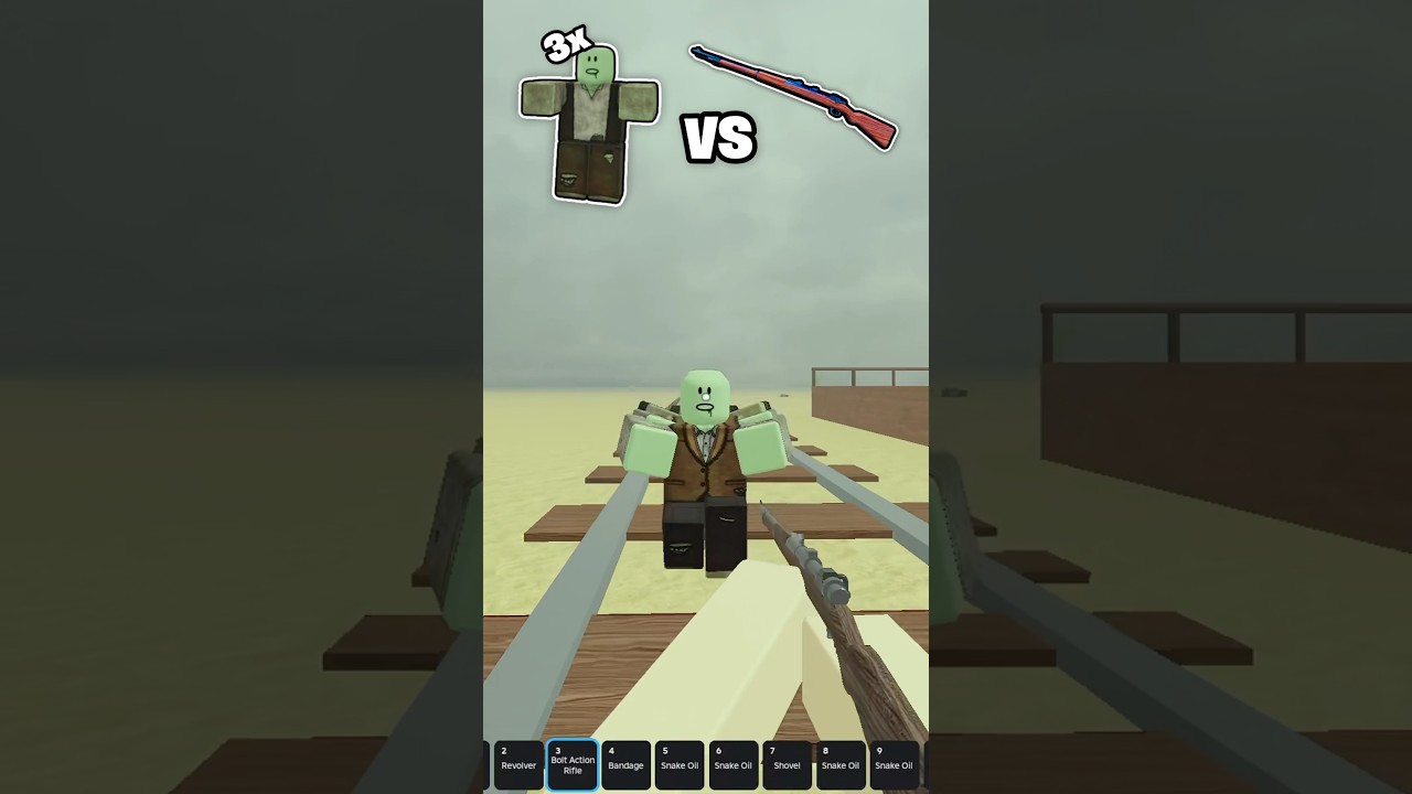 Testing Navy Revolver, Sawed off shotgun, Bolt action rifle VS 3 ZOMBIES