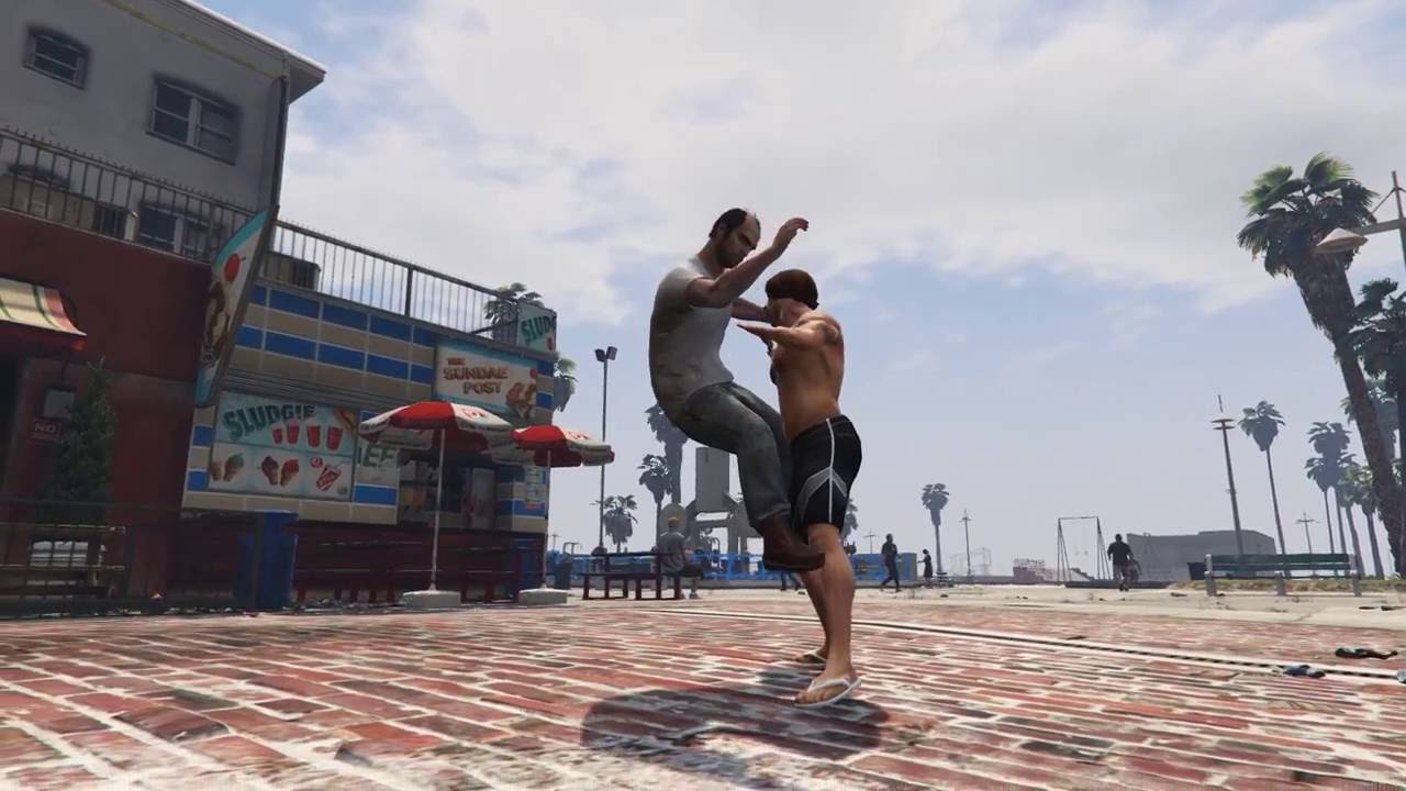 GTA 5 - Hilarious Jumping Into People In Slow Motion [1080p 60fps]