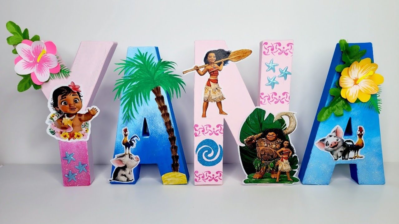 DIY Moana themed Papier Mache letters/ Moana theme decorations🌺 paper mache letters decorating ideas