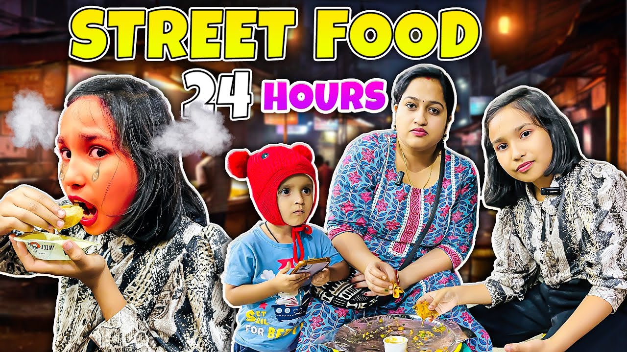 Eating Only STREET FOOD For 24 Hours Challenge 😍