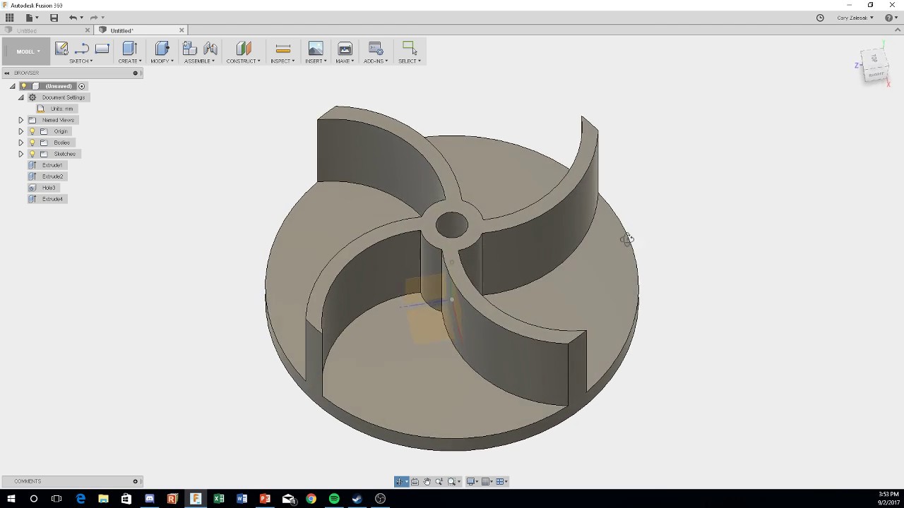 Fusion 360 Tutorial - Building a Centrifugal Pump Impeller