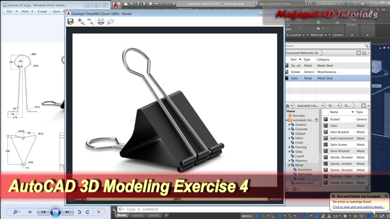 3D-моделирование в AutoCAD | Учебное пособие по скрепке | Упражнение 4