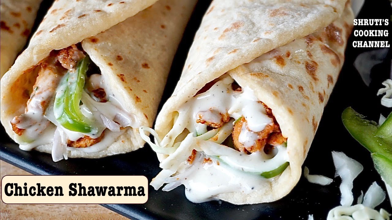 chicken shawarma recipe | wheat pita bread recipe | garlic mayo sauce | homemade chicken shawarma