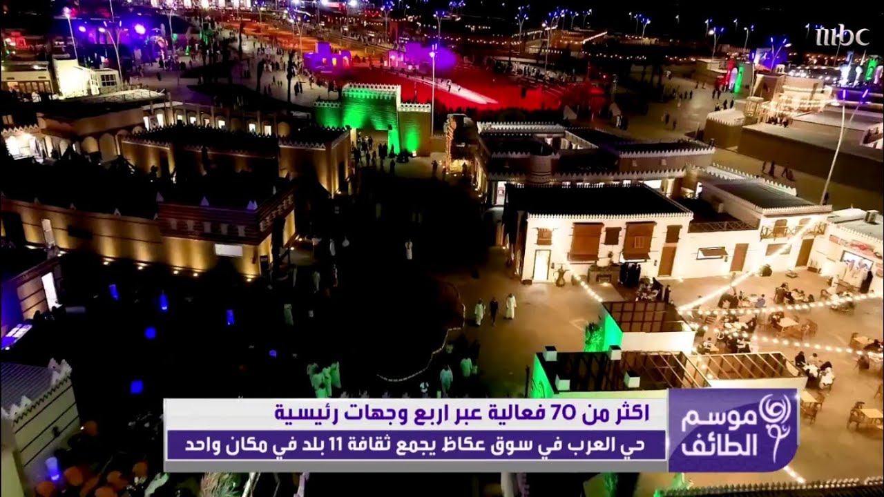 حي العرب في #سوق_عكاظ..  رحلة تأخذك لعواصم ١١ دولة عربية بلا جواز سفر!