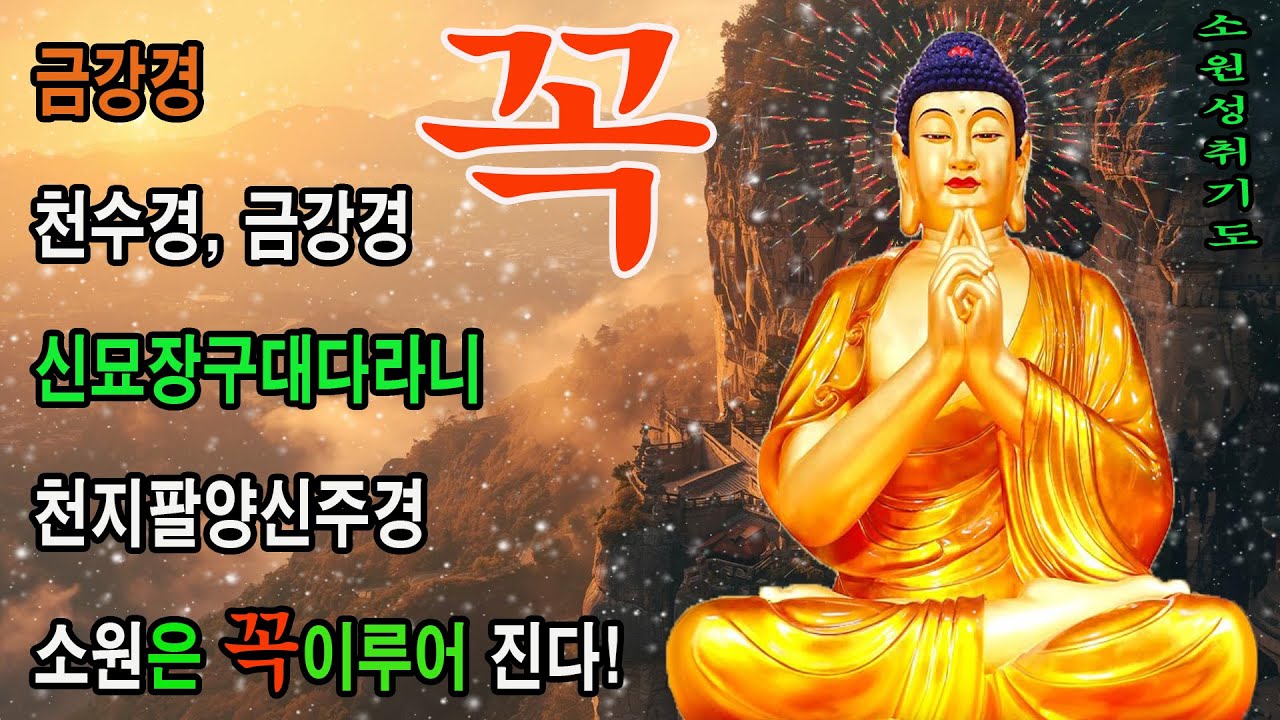단 하루만 들어도! 소원 즉시 실현되는 건강·부자·성공·행운·행복·재물·풍요 🙏 천수경, 금강경, 신묘장구대다라니