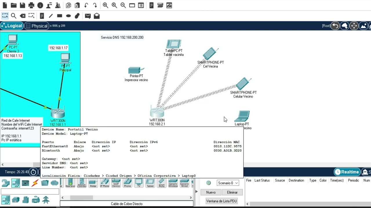 LAN inalámbrica en Cisco Packet Tracer