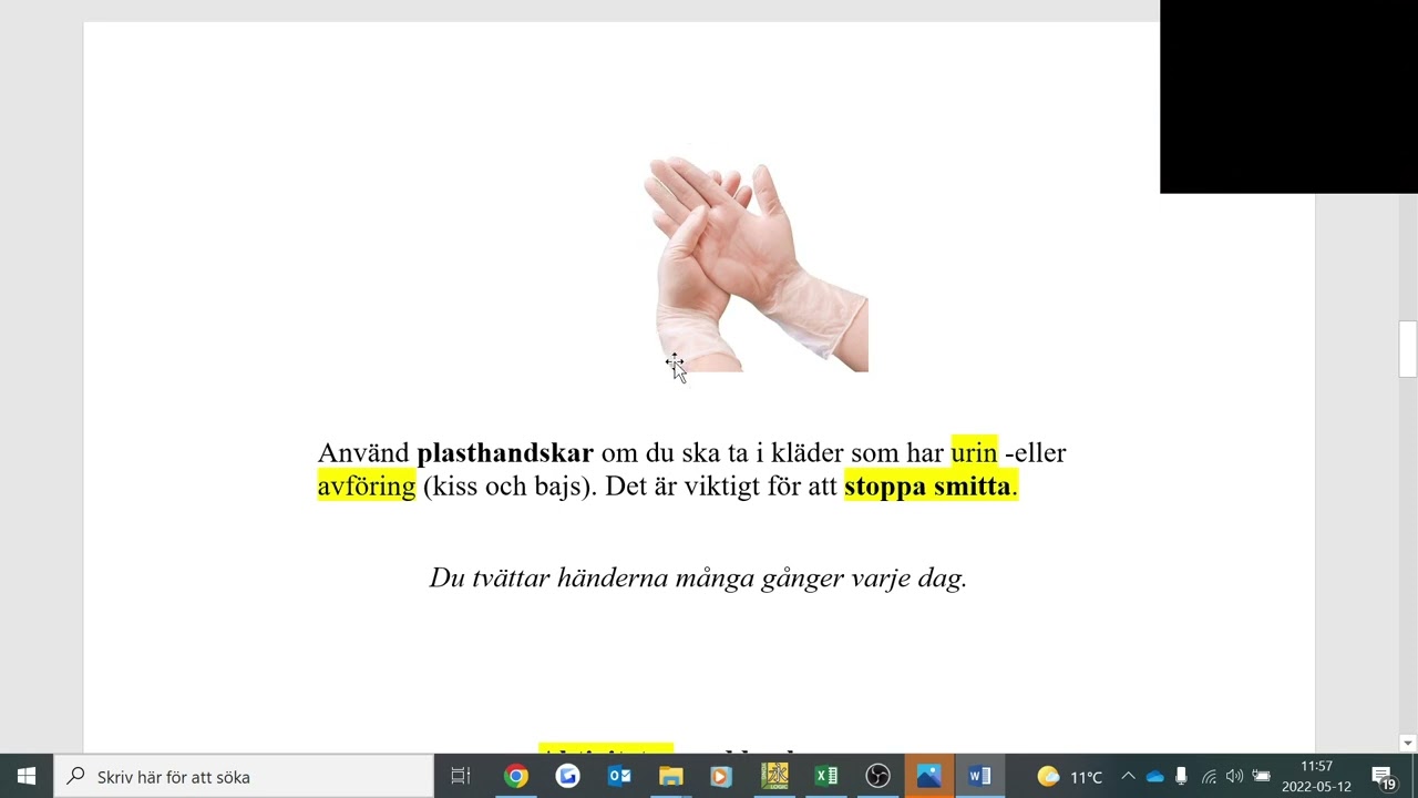 Hygien- rutiner på ett äldreboende