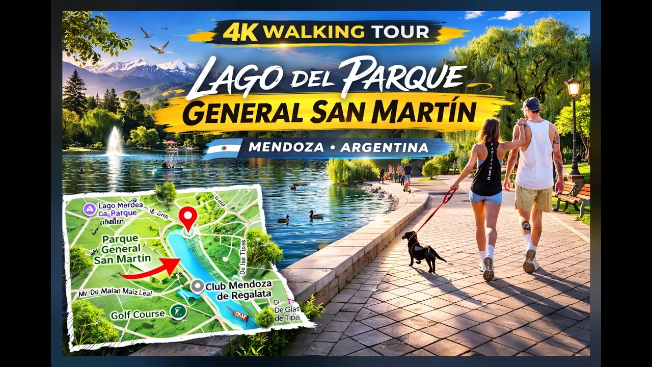 Mendoza, Argentina 🇦🇷 | 4K Walking Tour – Lago del Parque General San Martín