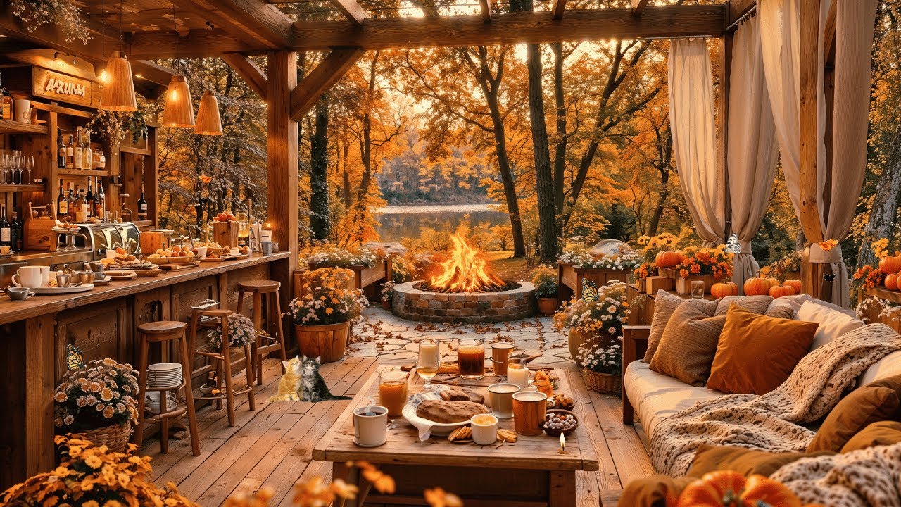 Relaxing Jazz Music & Cozy Fall Coffee Shop Ambience🍂Smooth Jazz Instrumental Playlist to Work,Relax