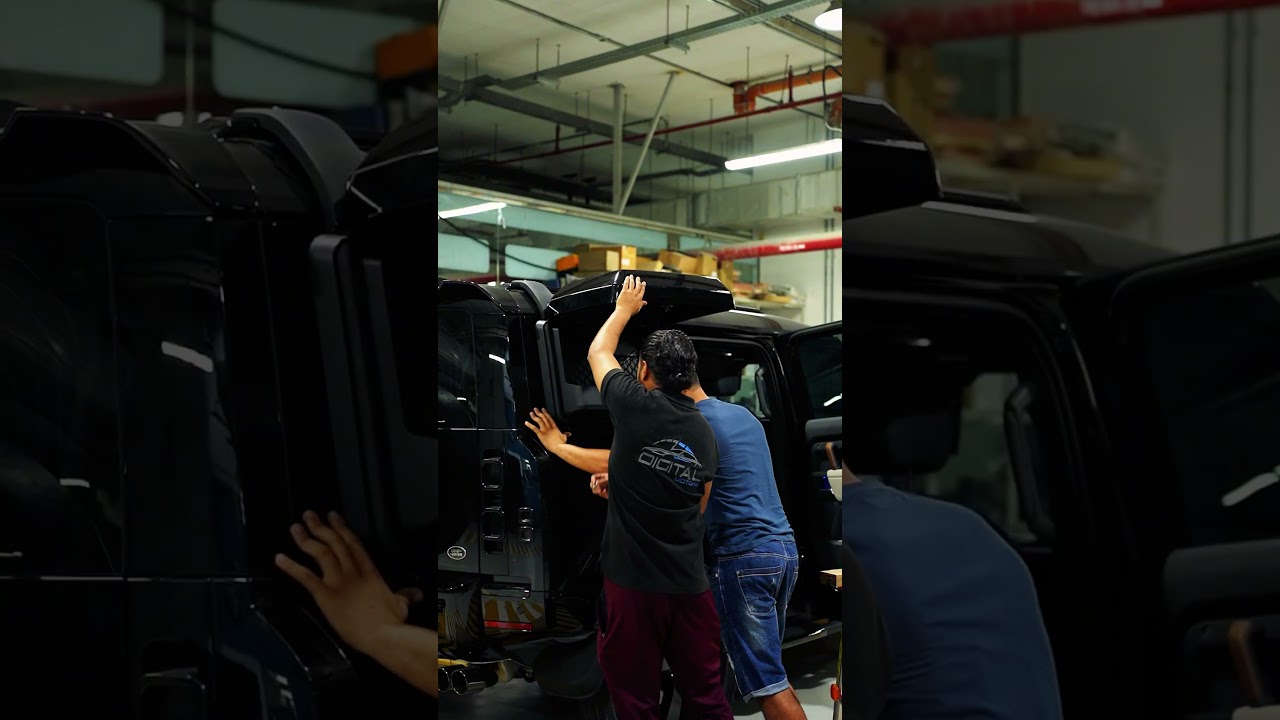 Installing a Defender side storage box at Digital Motors. Add: Lusail City, Qatar