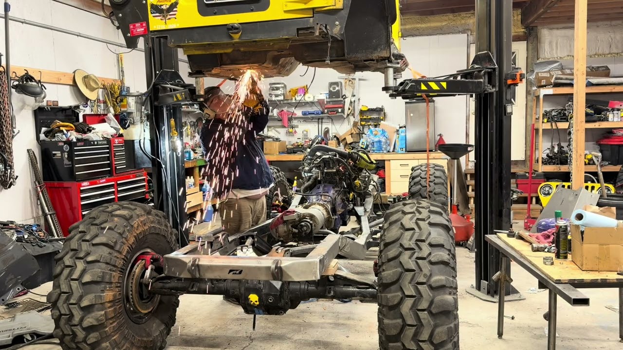 Darrell fitting the tub on the chassis