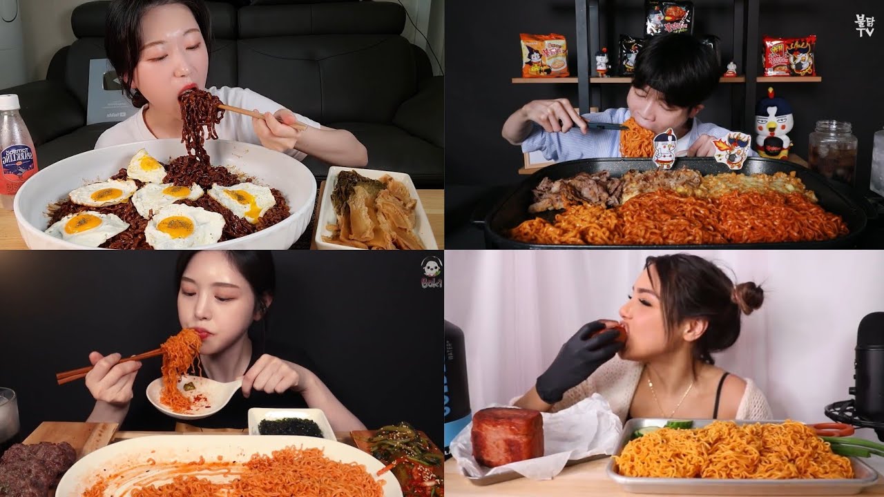 ASMR spicy noodles | eating noodles compilation | AngrywhenHungry