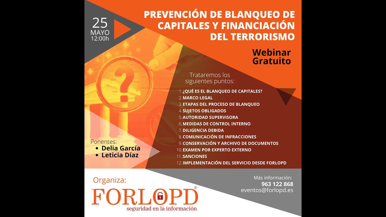 PREVENCIÓN DE BLANQUEO DE CAPITALES Y FINANCIACIÓN DEL TERRORISMO - Webinar