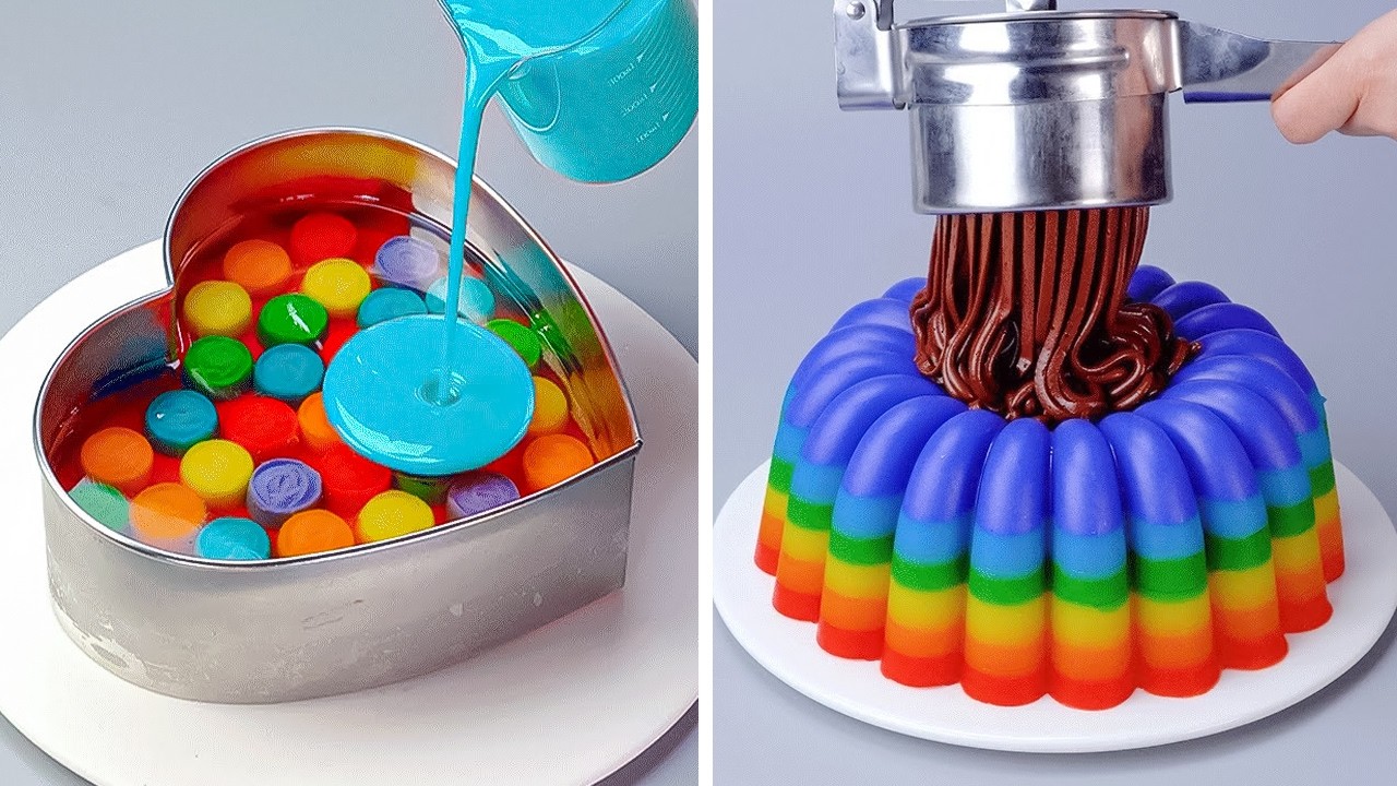 The Challenge Of Making Rainbow Mille Layer Jelly  🌈 Rainbow Bubble Cake Making