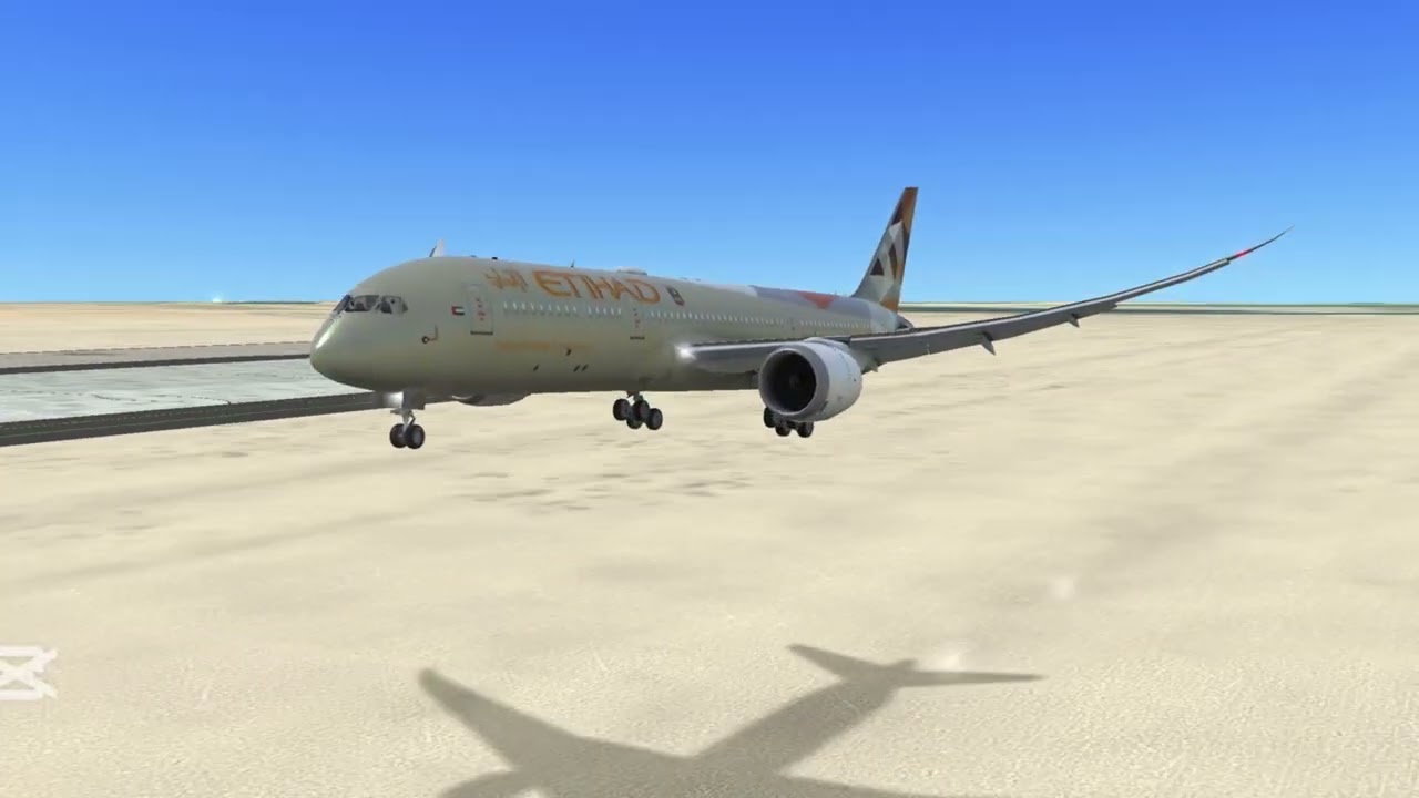 Etihad 787-9 landing at Abu Dhabi!