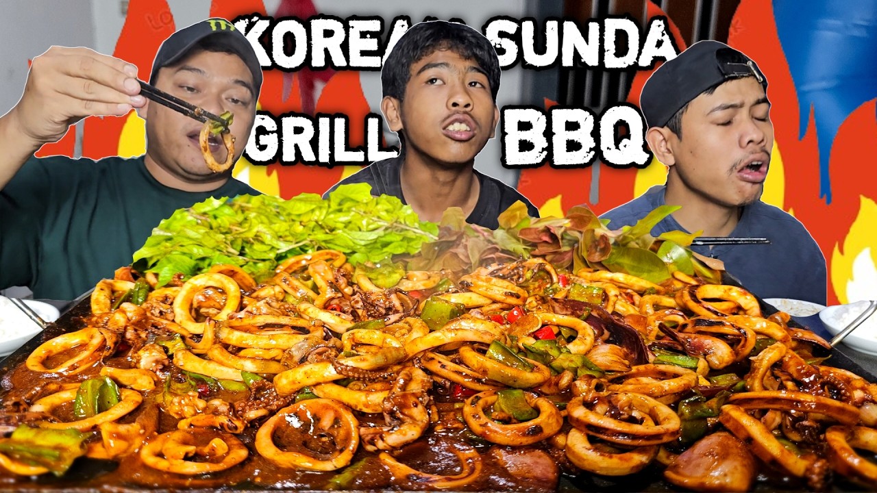 HUDANG GERING ! MUKBANG GRILL BBQ CUMI RING KECIPIR + LALAPAN MENTAH, BEBELEDAGAN