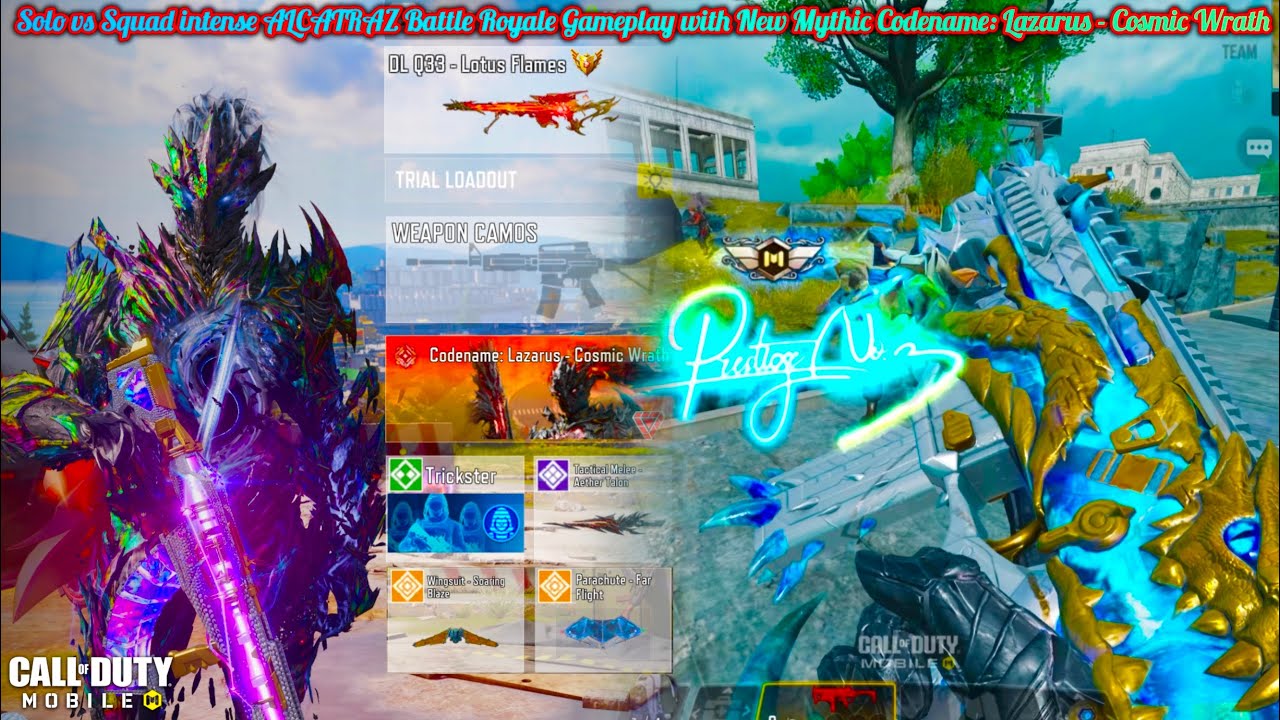 Solo vs Squad Intense 15 Kills ALCATRAZ BR Gameplay with New Mythic Lazarus & All Mythic Gun in CODM