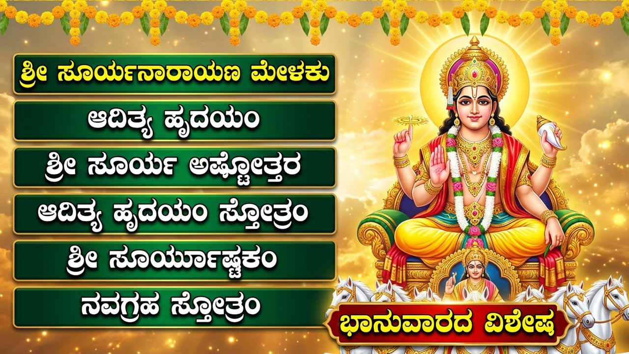 ಭಾನುವಾರದ ವಿಶೇಷ ಭಕ್ತಿಗೀತೆಗಳು | ಆದಿತ್ಯ ಹೃದಯಂ | Sunday Sri Surya Bhagavan Bhakti Songs Kannada
