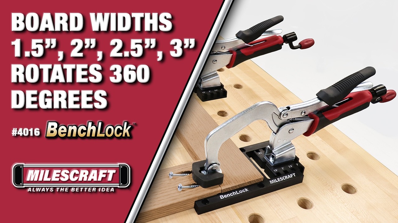 Milescraft 4016 BenchLock - Rotating Bench Clamp Base For Workbench, Includes Pocket Hole Accessory