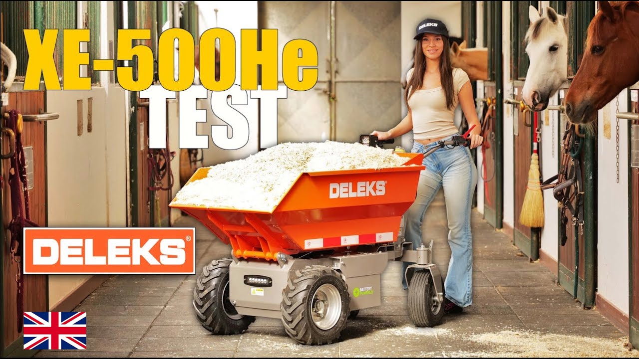 New DELEKS XE500H electric wheelbarrow presented by Deborah at St. George Stables