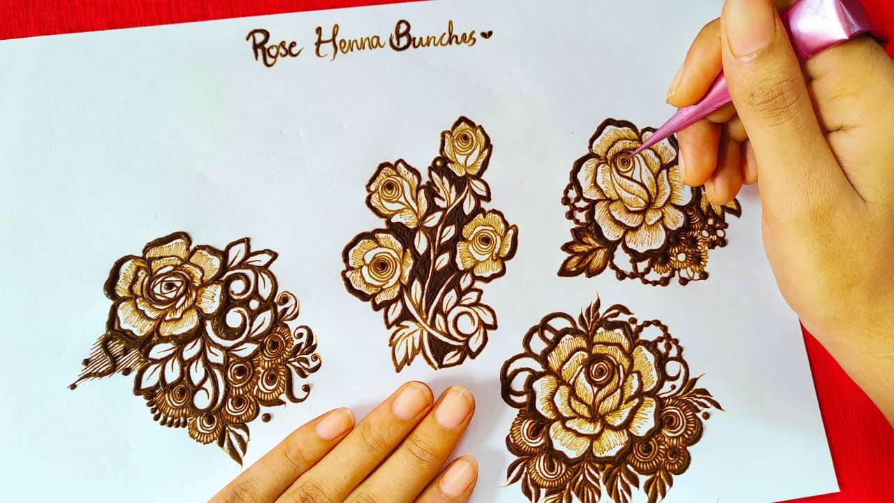 How to Create Different Rose Henna Bunches || Learn 3D Rose Henna Bunches Live With Thouseens Henna