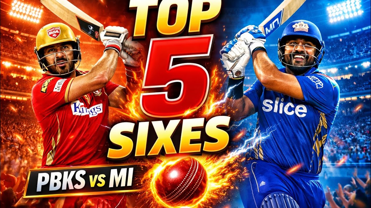 PBKS vs MI – Top 5 Dangerous Sixes 🔥 | 