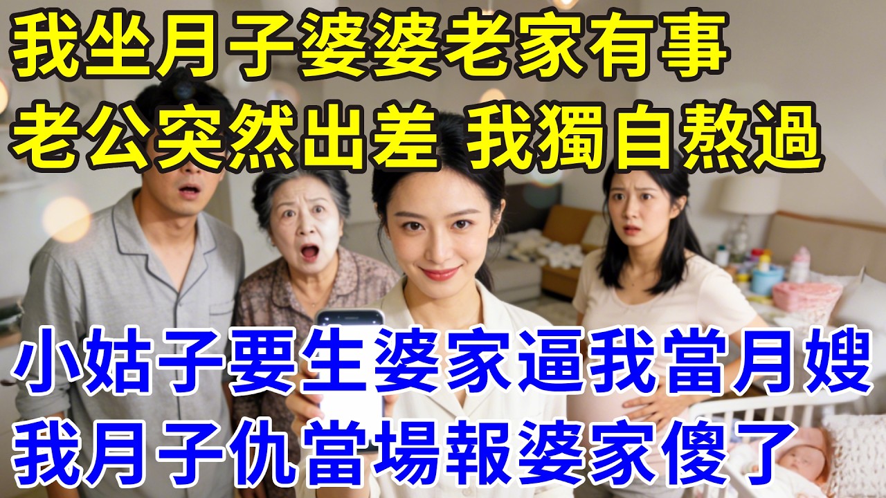 我坐月子婆婆老家有事，老公突然出差，我獨自熬過，如今小姑子要生，婆家逼我當月嫂，我嘴上答應，月子仇當場報婆家傻了#人生感悟 #故事分享 #故事頻道 #小說 #感情 #情感 #正能量