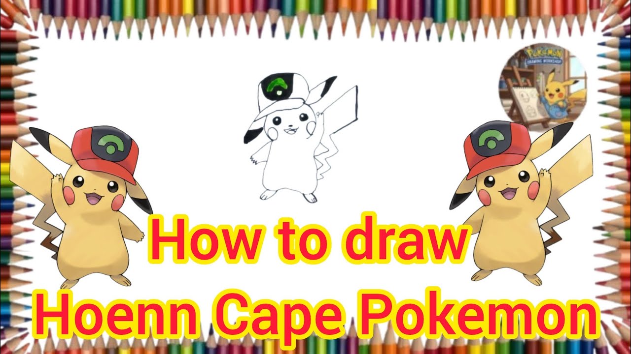 Classic Pikachu Drawing/How to draw hoenn cape Pokemon/Pokemon drawing 