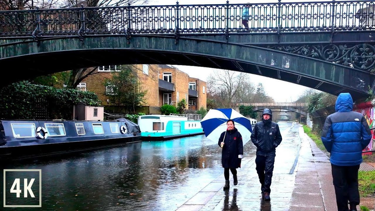 ☔️ London Rain Walk Along Regent's Canal 4K