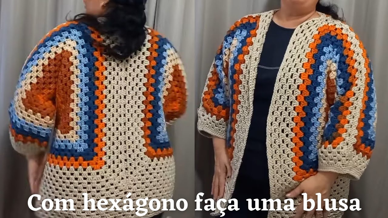 🚨Com 2 hexágono faça uma blusa p1#crochet #croche #artesanato #passoapassodecroche #diy#facil#croche