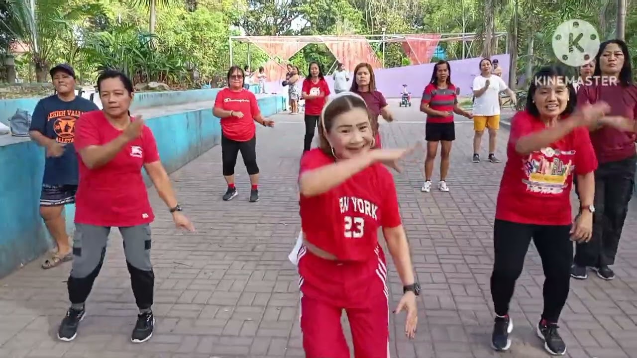 Azl family zumba dance workout morning routine let's do it sweating the red uniform at my practice 