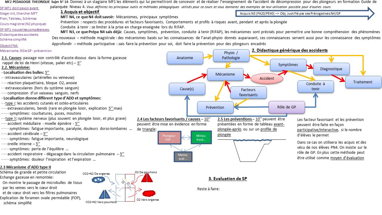 MF2 Pédagogie Théorique n14 : accident de décompression -  Niveau 4 - Guide de palanquée