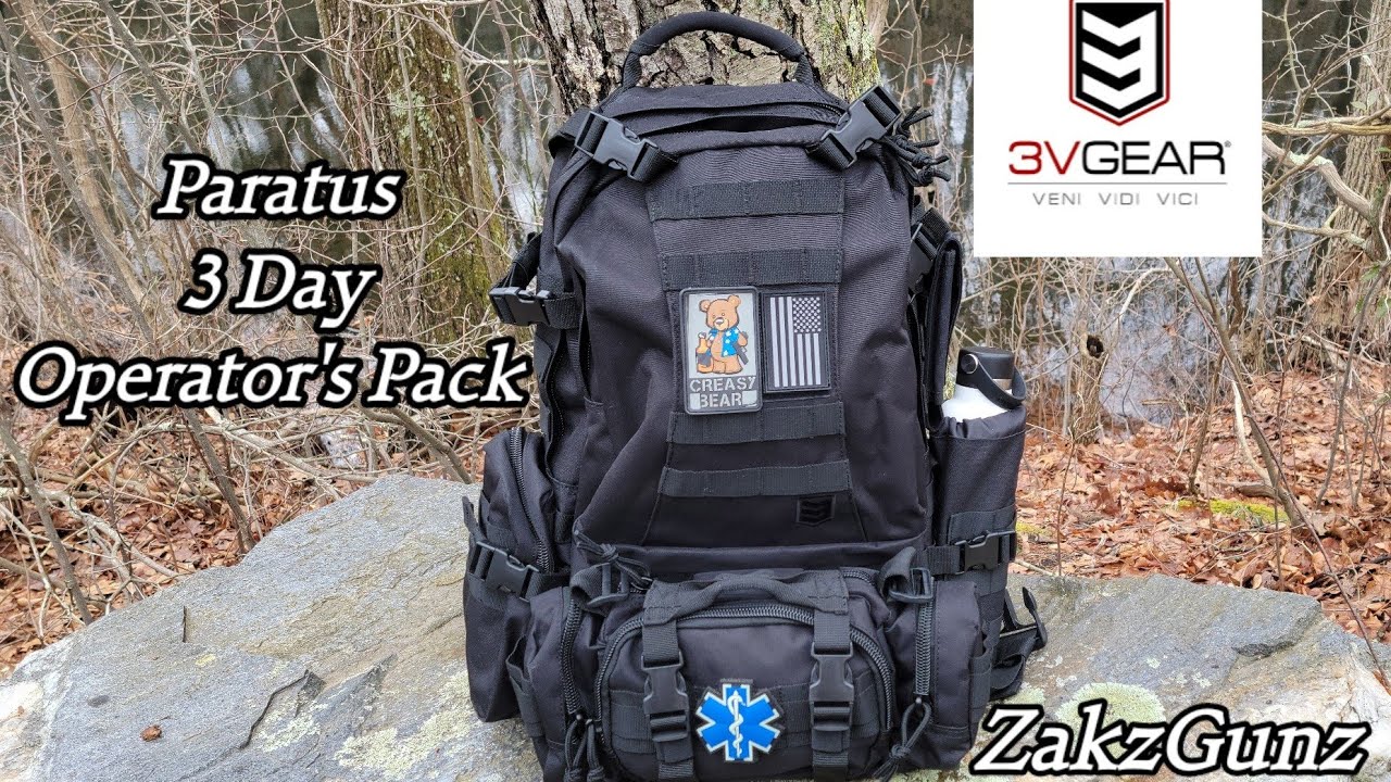 The Ultimate Bug Out Bag . The 3V Gear Paratus 3 Day Operator's Pack in Black , Table Top Review
