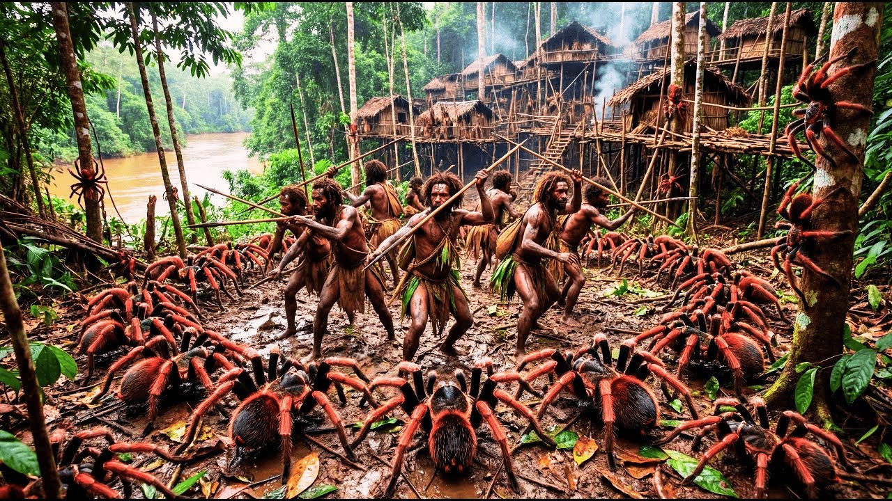 Korowai Tribe vs Giant Spiders | Battle for Survival in the Jungle