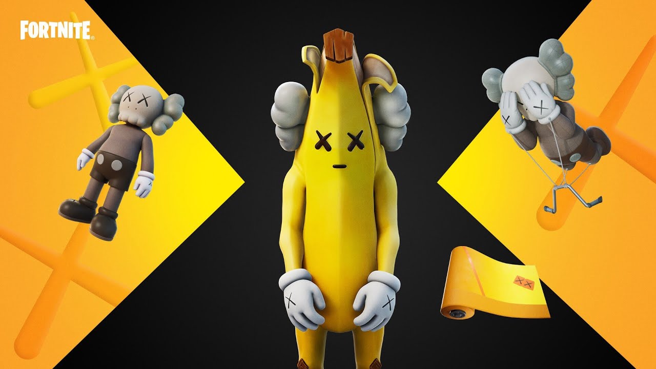 NUEVA SKIN KAWSBANANÍN GAMEPLAY Y VISTA DE LOS COSMÉTICOS | Fortnite: Battle Royale FORTNITE X KAWS