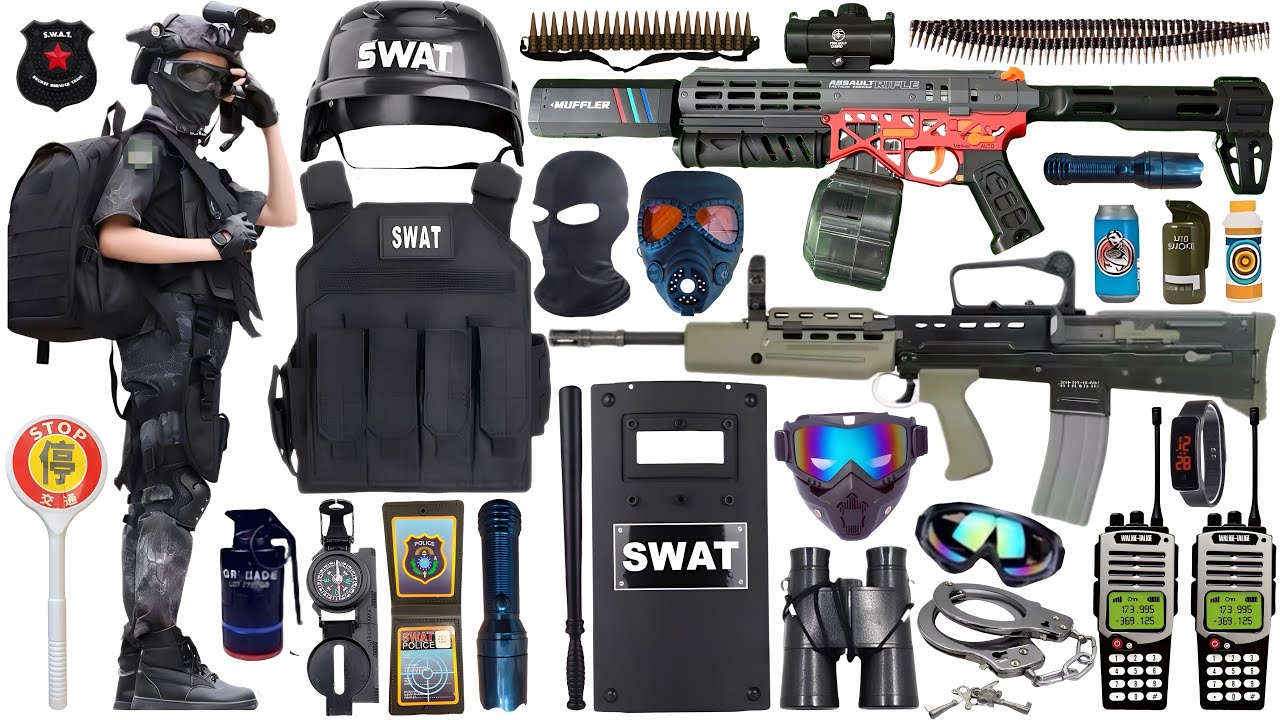 Special Forces military toy gun set unboxing,MK6 submachine gun,M416 rifle,hunting rifle,Glock