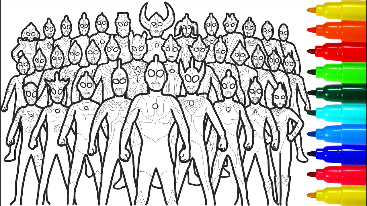 Ultraman Ultra Brothers Coloring Pages | Colouring Pages for Kids with Colored Markers