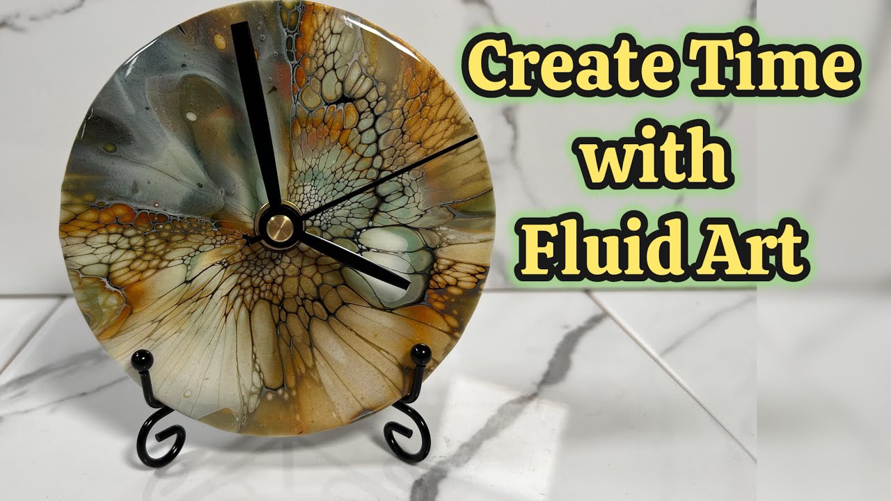395. Fluid Art Functional Clock, CD Clock #acrylicpainting #fluidart #art